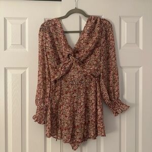 Floral Red and White Jumpsuit